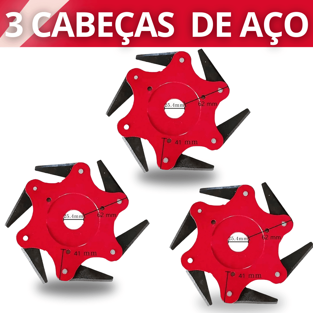 Disco 6 lâminas para roçadeira De Aço Premium - Encache Universal