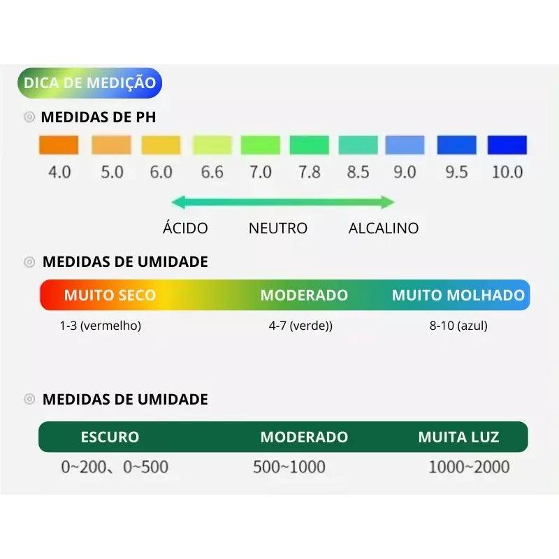 Medidor de Ph Solo 3 em 1 - Sensor de Umidade