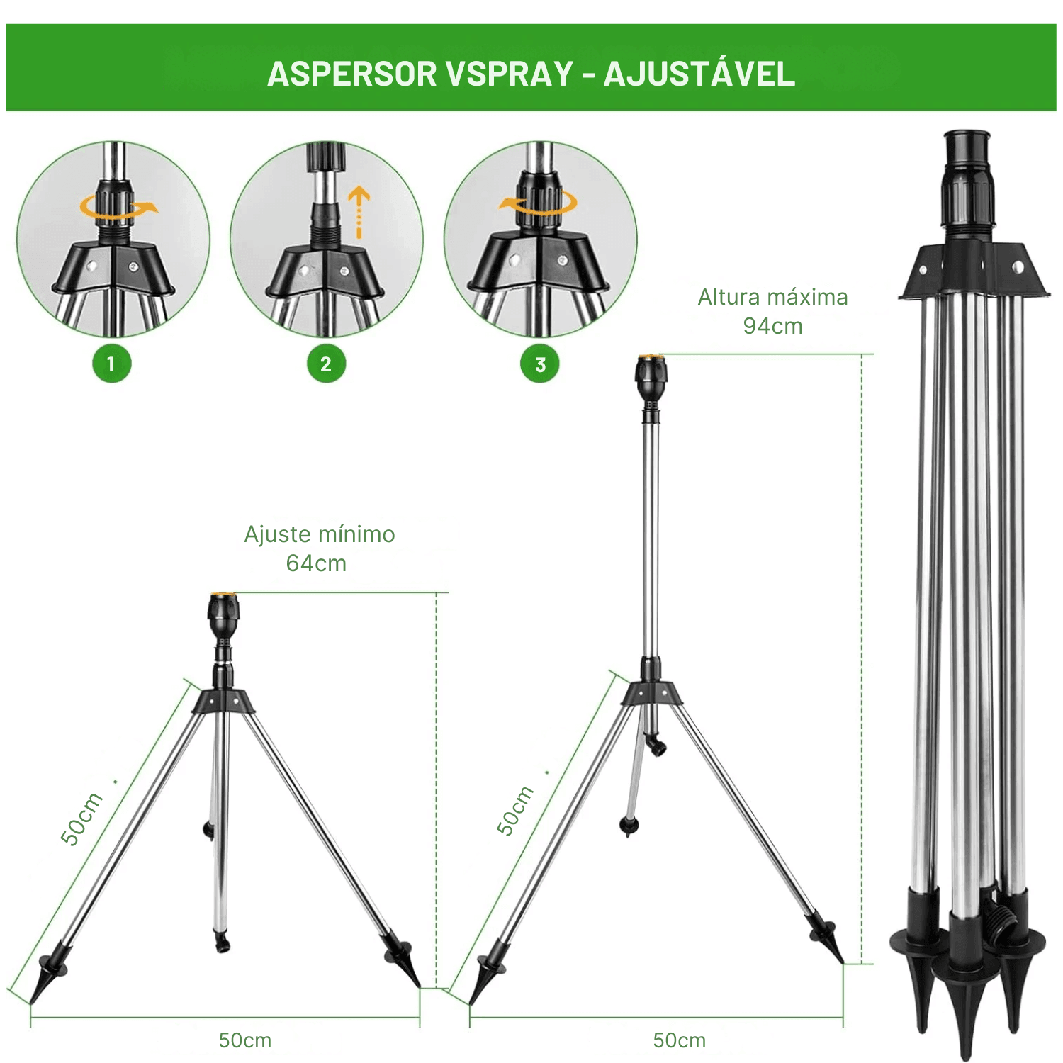 Aspersor Irrigador automático 360 com Tripé - VSpray™ PRO (+ Brinde Grátis!)