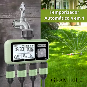 Sistema Inteligente de Rega Irrigação Gramier - Temporizador Automático de Água, Equipamento Programador de Jardim, IPX5