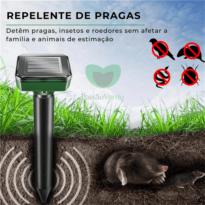 Repelente Solar Ultra Sônico Espanta Pragas 24 Horas A Prova d'água Gramier
