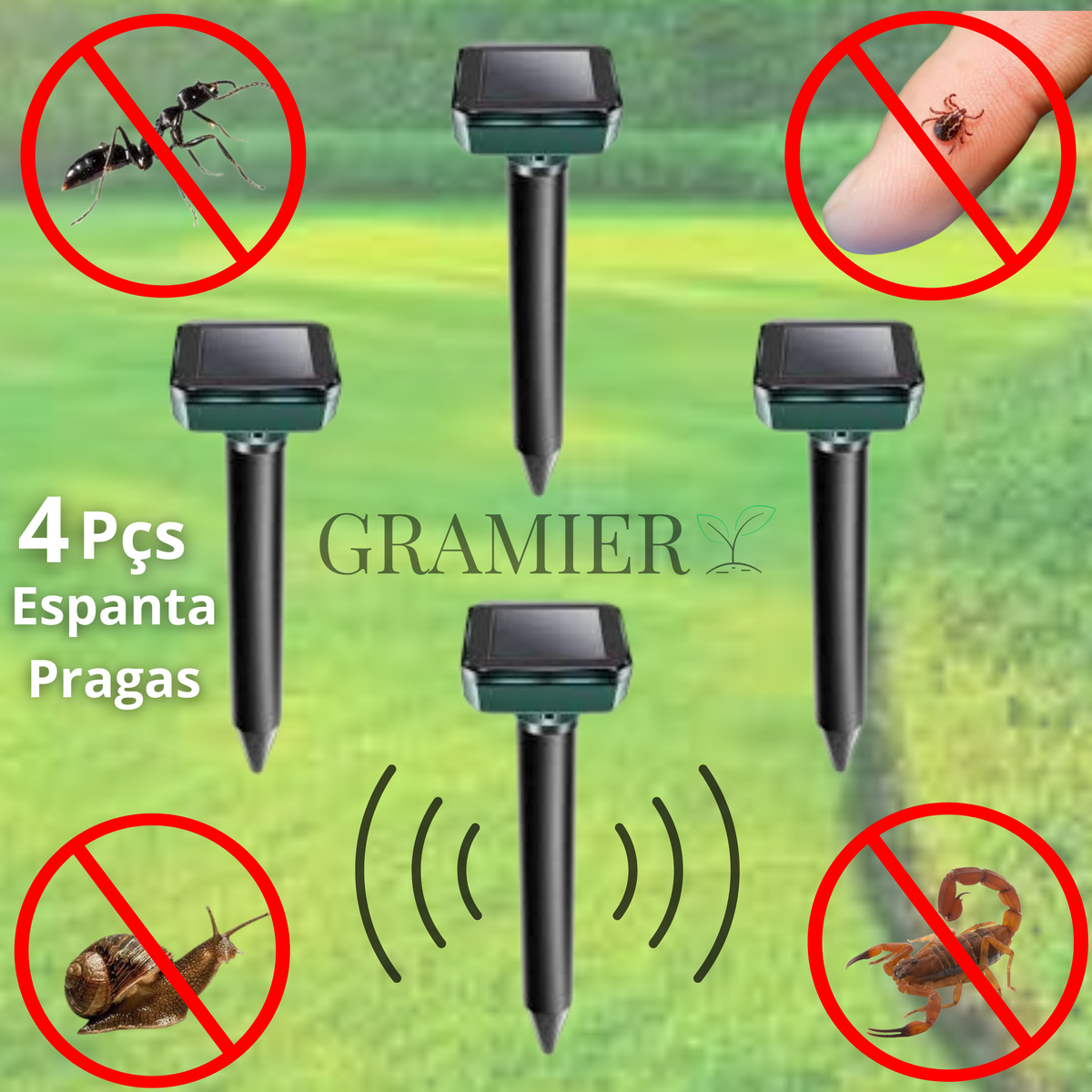Espanta Pragas, Ratos, insetos e Todas outras Pragas - Repelente Solar Ultra Sônico-Gramier®