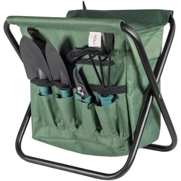 Kit Para Jardinagem Com 8 Peças Com Banquinho Dobravel