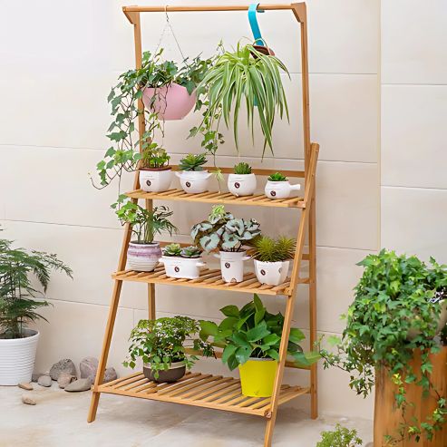 Suporte para Vasos de Plantas com Três Prateleiras Gramier™
